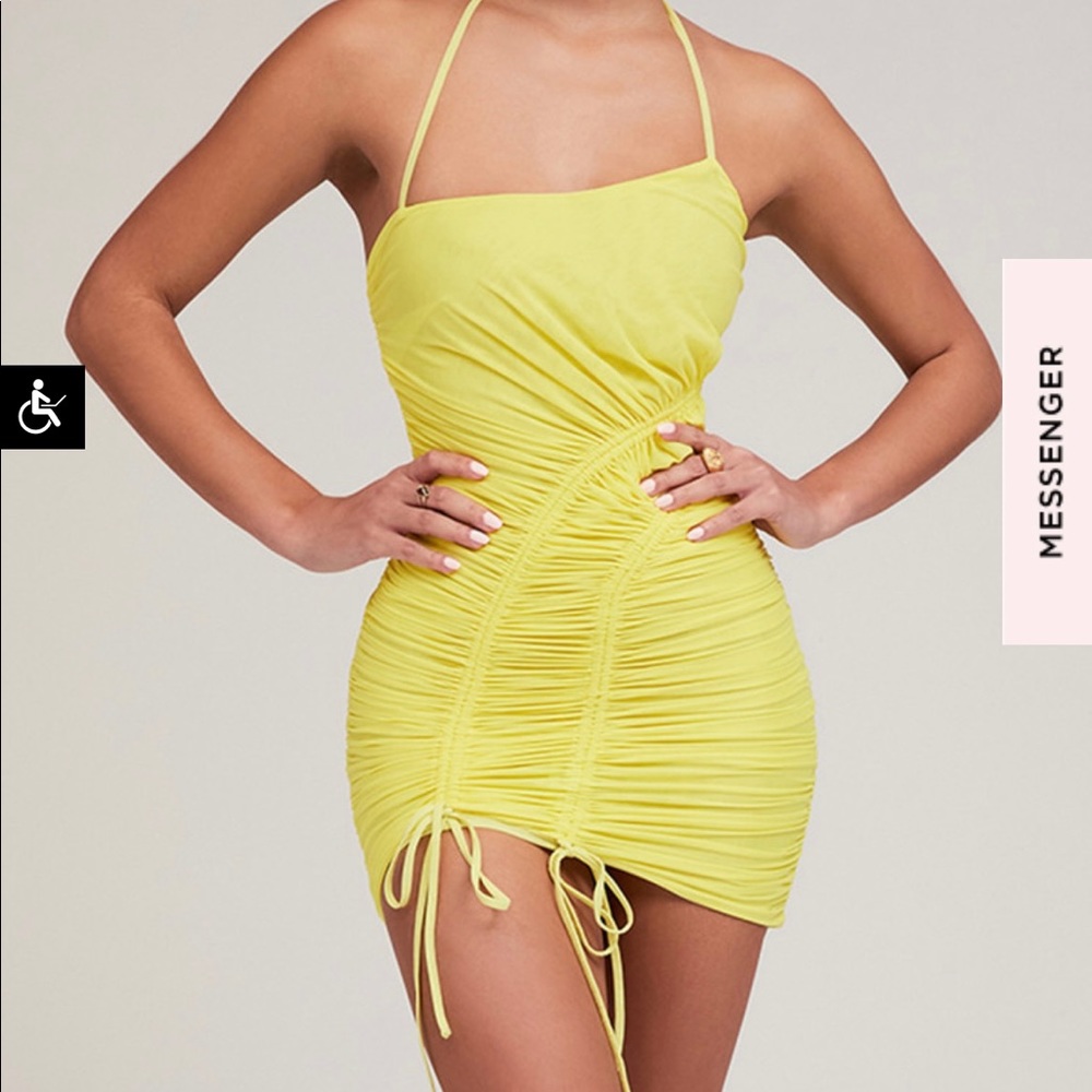 House of CB- Mistress Rocks Lemon mesh body con dress NWT, (new with tags).